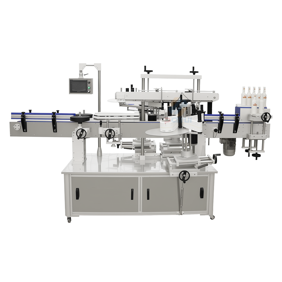 Automatic Square Bottle Sticker Labeling Machine Production Line 3-Sided Label Gluing Machine