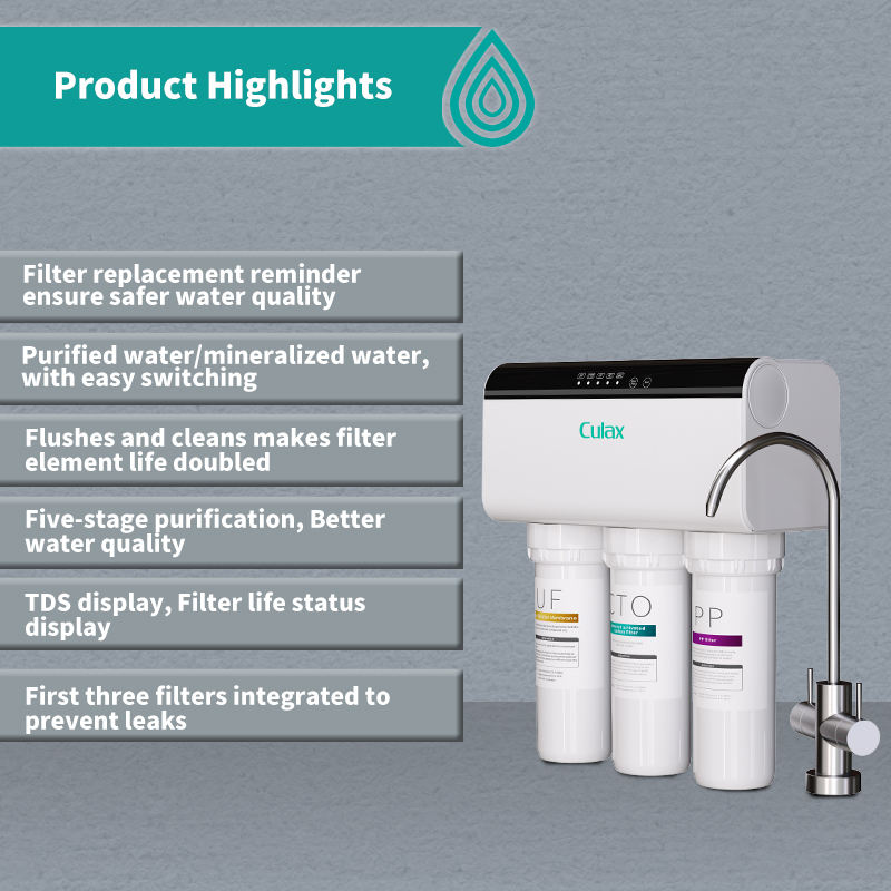 5 Stage 100g RO Water Purifier with Mineral Water Tank Reverse Osmosis System & Taste Improvement for Household & Hotel Use