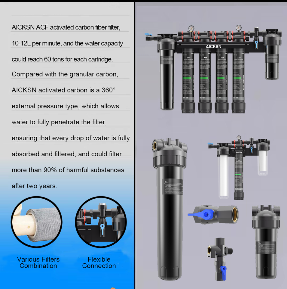 Aicksn 40LPM Large Flow Filtration System Water Treatment Plant Commercial Water Purifier for Business Industrial