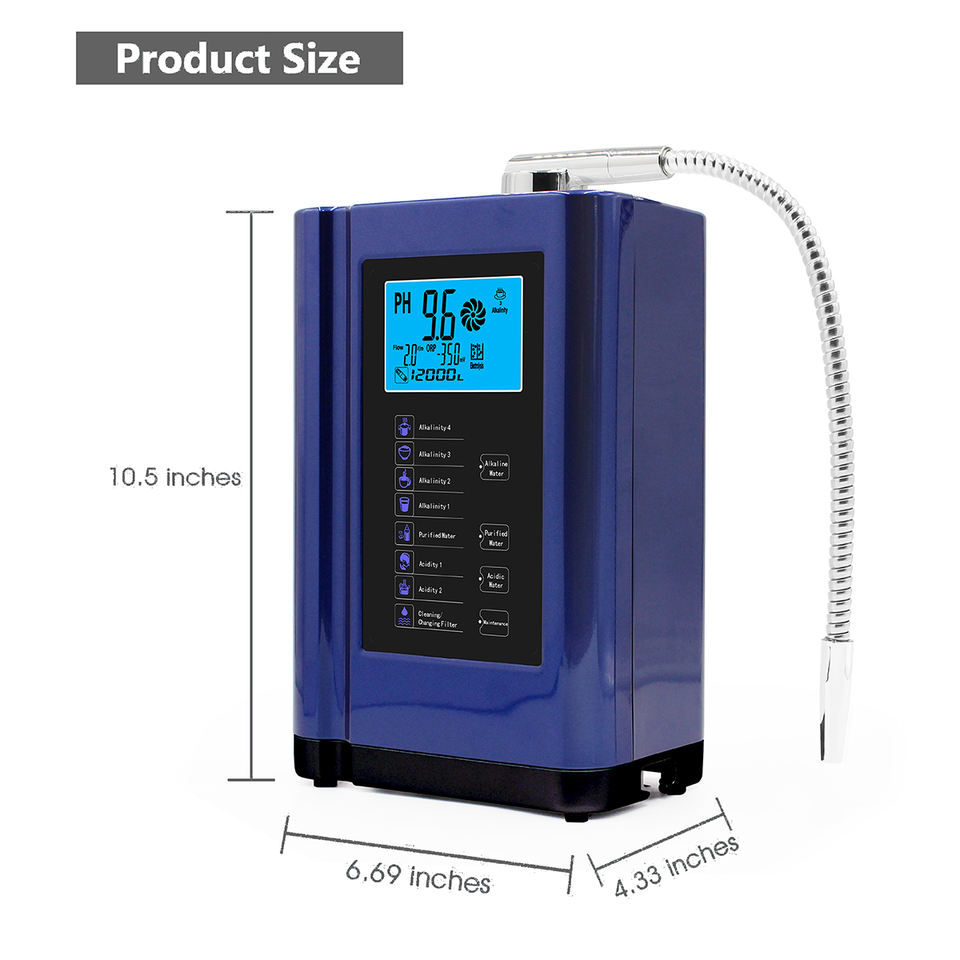 5plates Water Ionizer Hydrogen Generator Machine Purifier Produces pH 3.5-10.5 Alkaline Acid Water Water Filter System for Home