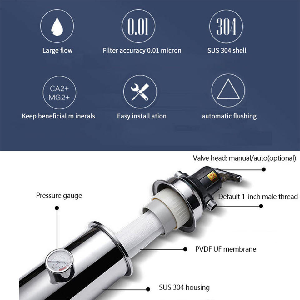 304 Stainless Steel Whole House Water Filter System Large Flow Central Water Purifier for Home Outdoor Use