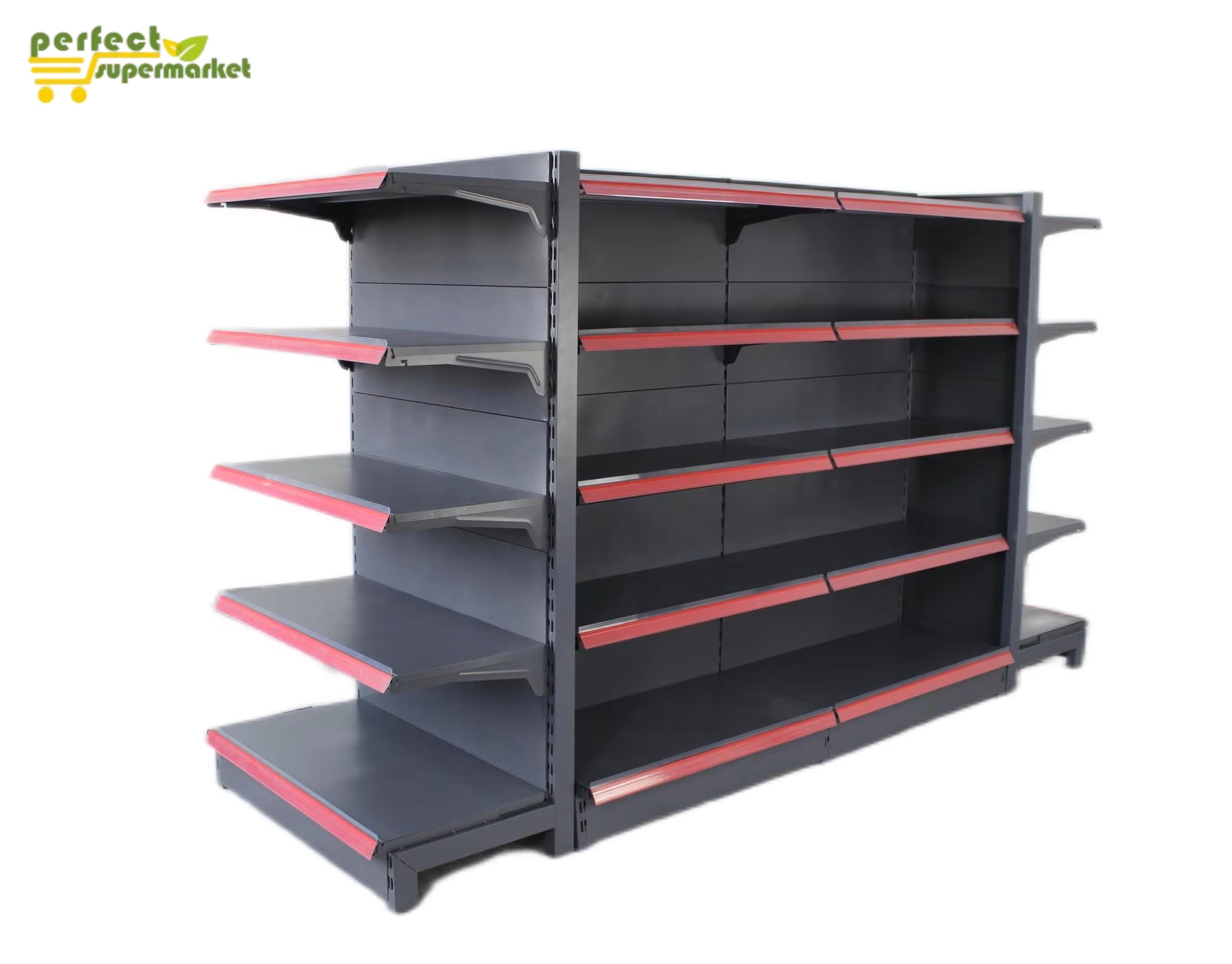 Double-Sided Flexible Fruit Display Stand Supermarket Shelf Gondola for Store and Warehouse