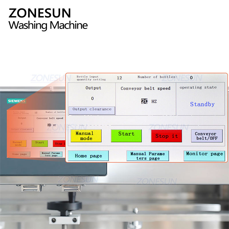 ZONESUN ZS-NIC3 Automatic 12 Heads Air Rinser Blowing Negative Ion Cleaning Washing Glass Plastic Bottle Rinsing Machine