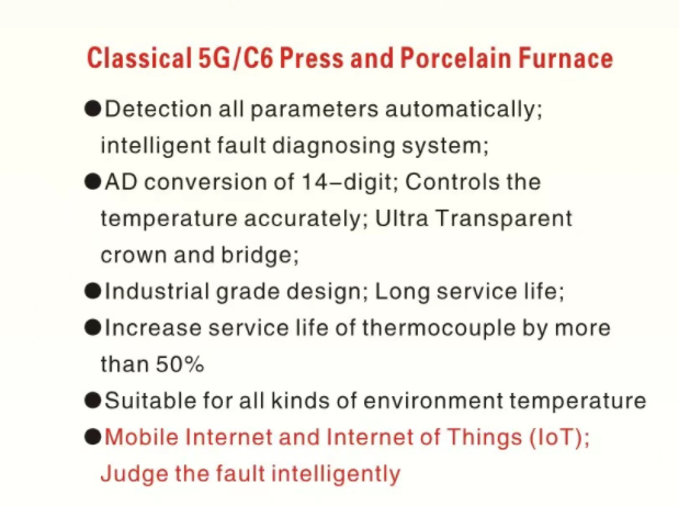 High Temperature Porcelain Vacuum Integrated Furnace for Dental Lab C6