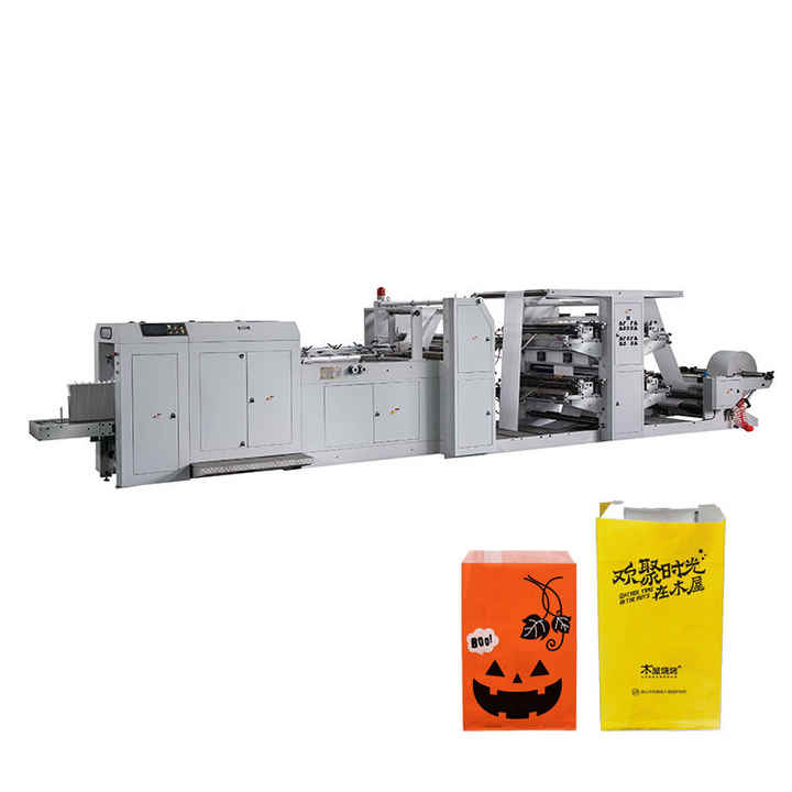 Fully Automatic PLC Controlled High Precision Kraft Paper Bag Making Machine with Flexo Printing for Custom Logo Shopping Bags