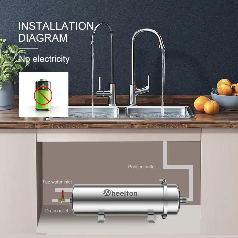 Wheelton 3500L/H Whole House Water Purifier PVDF UF 0.01um Ultrafiltration Filter SUS304 Drinkable Water for Household