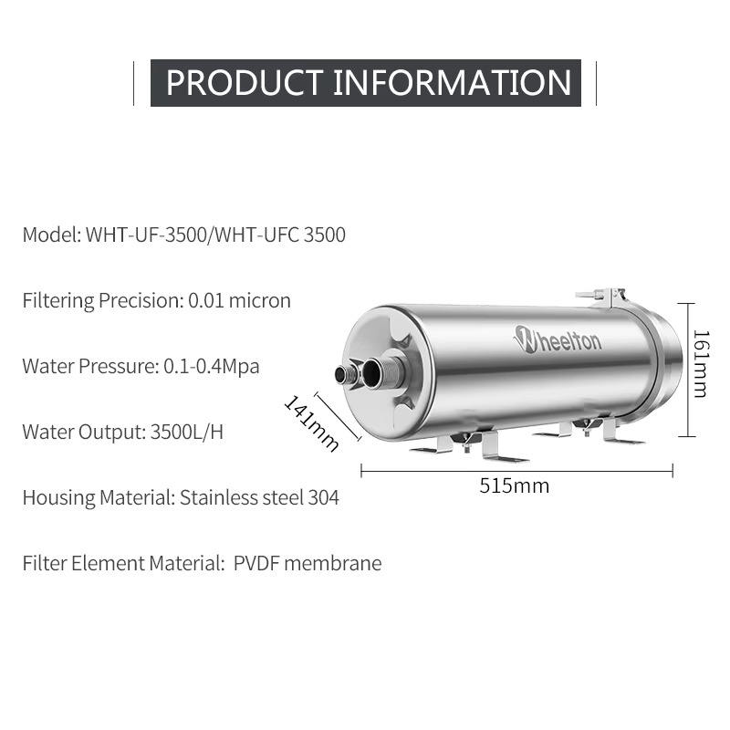 Wheelton 3500L/H Whole House Water Purifier PVDF UF 0.01um Ultrafiltration Filter SUS304 Drinkable Water for Household