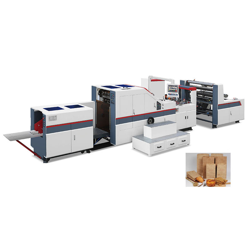 Automatic square Bottom Kraft Paper Shopping Food Bag Making Machine With Handle Rope