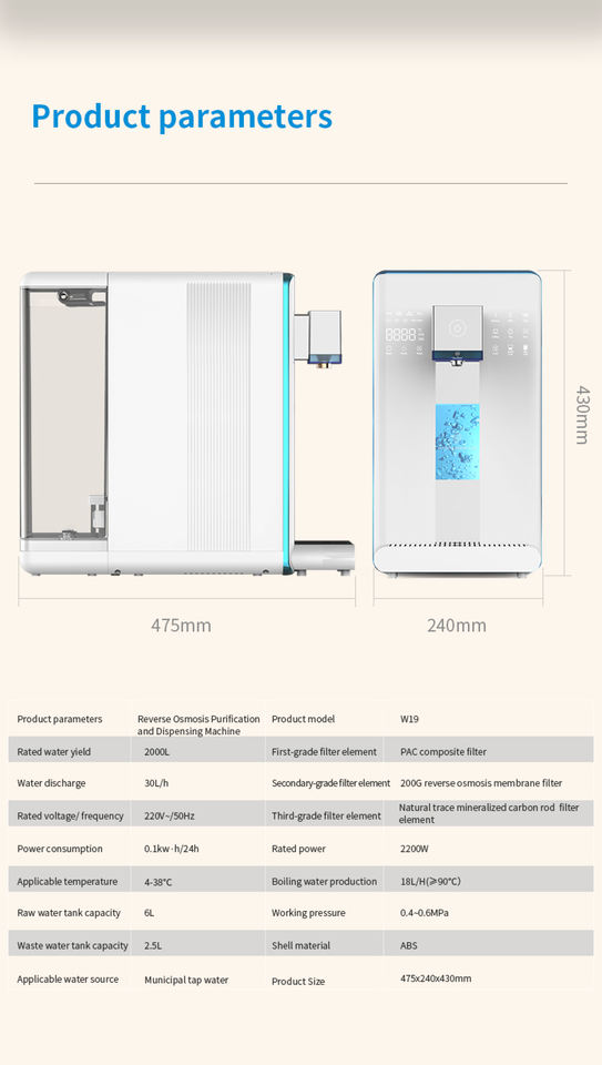 Customized Countertop 200GDP RO Purifier Water Dispenser