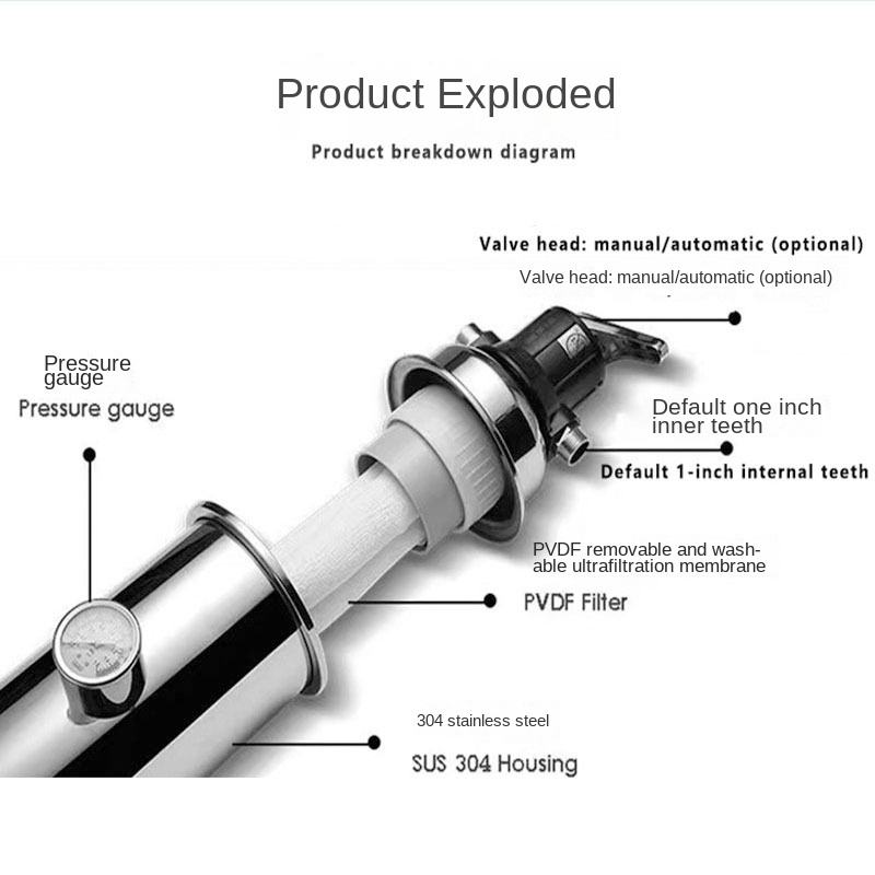 Large Flow 304 Stainless Steel Ultrafiltration Water Purifier Whole House Central Automatic Backwash Valve Head for Household