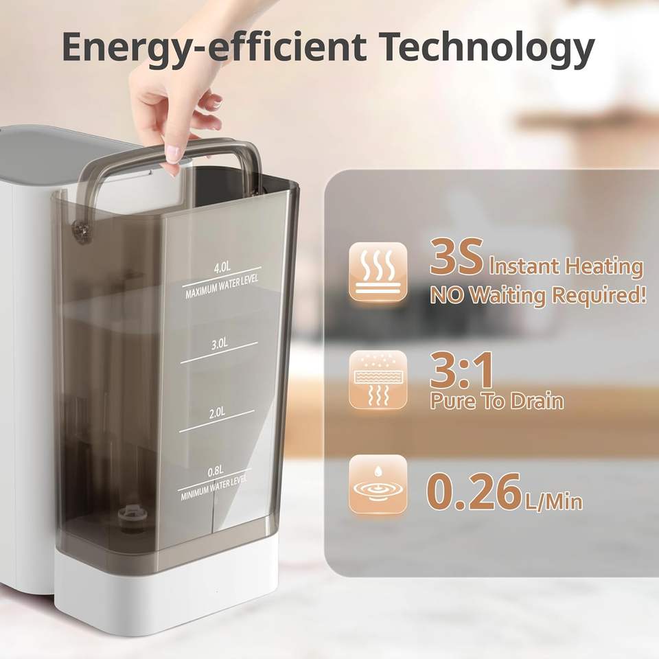 4-in-1 Reverse Osmosis Water Filter Countertop, Water Purifier System, RO Home Water Filter Dispenser and Cold