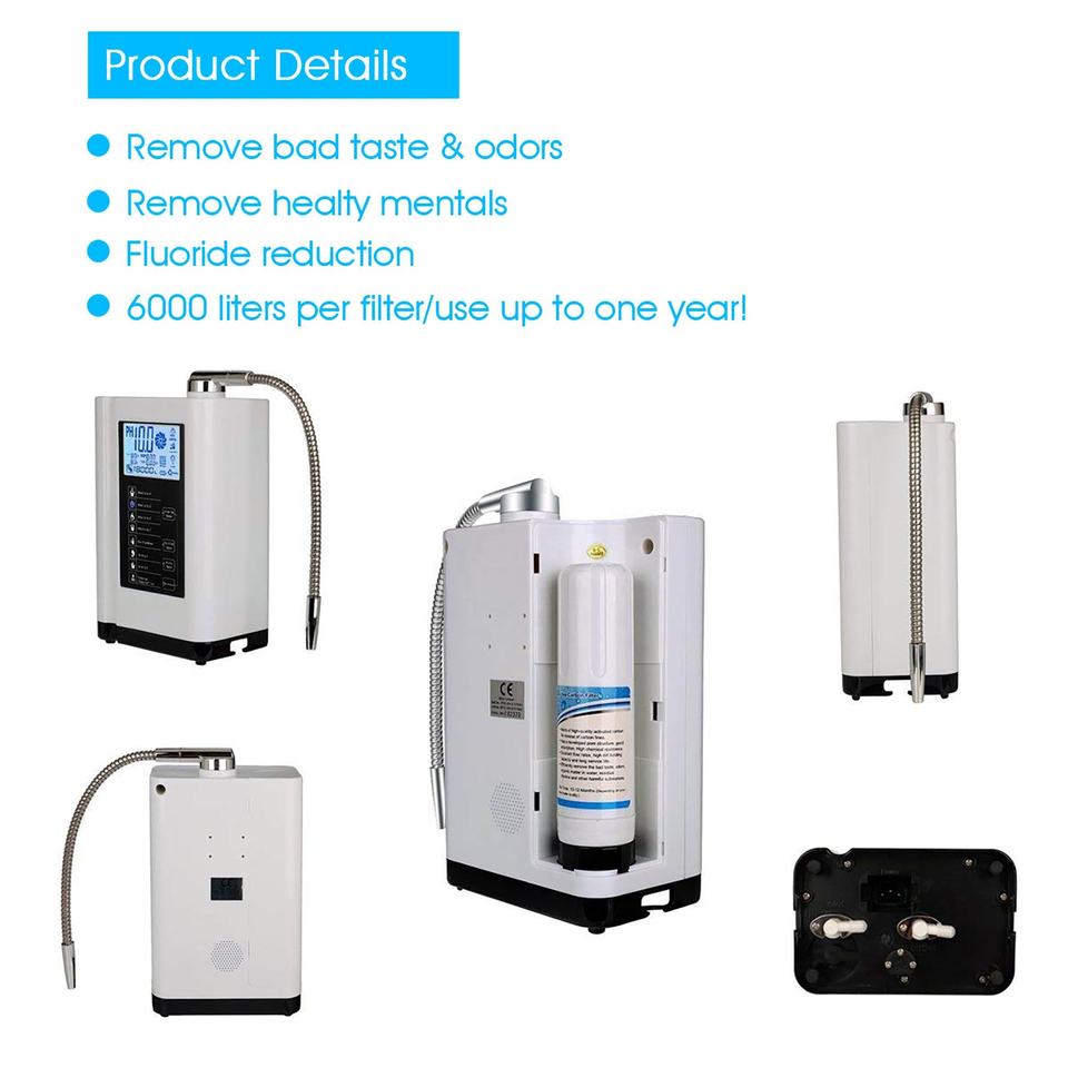 Alkaline Water Ionizer 3.8 Inches Touch Screen Acidic Water Purifier Water PH ORP Auto Cleaning