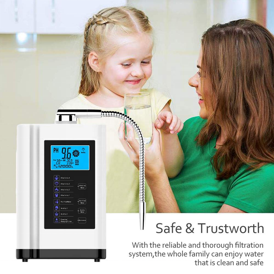 Alkaline Water Ionizer 3.8 Inches Touch Screen Acidic Water Purifier Water PH ORP Auto Cleaning