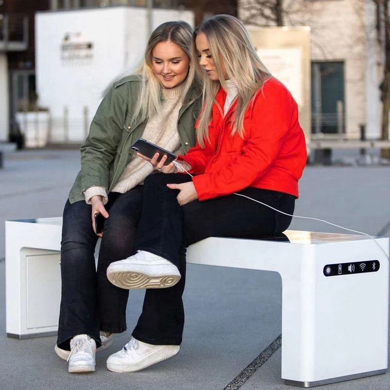 Solar Powered Garden Bench Charging Electric Bikes and Mobility Scooters