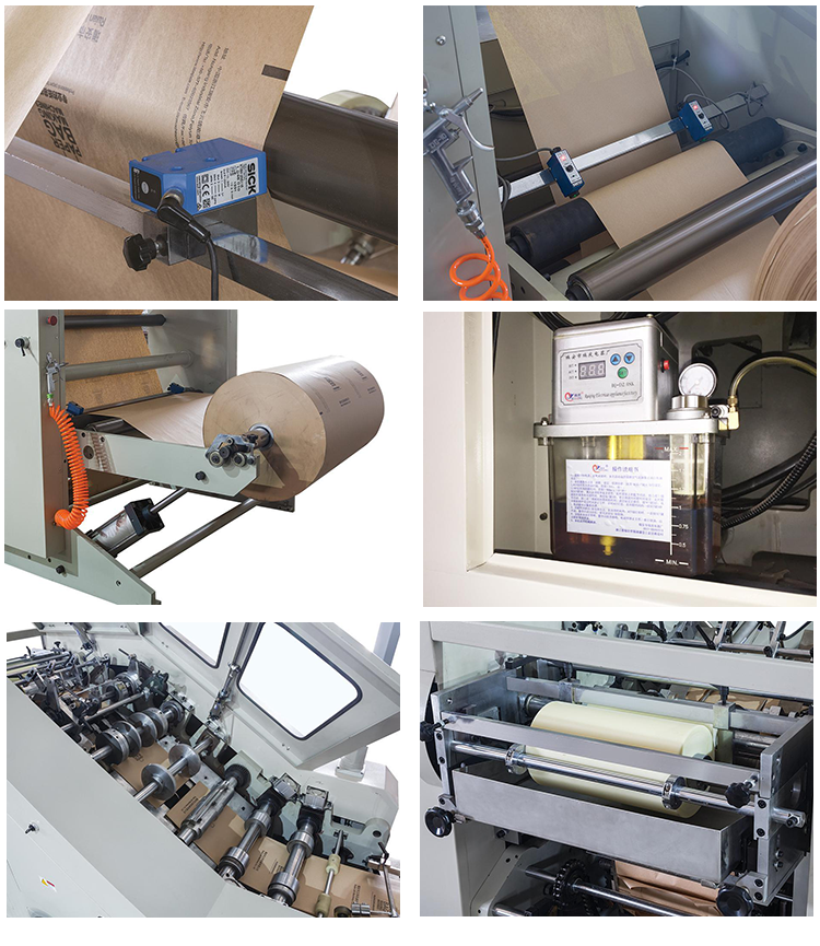 Fully Automatic Brown Mini Flat square Bottom Carry Food Sheet Fed Shopping Kraft Small Grocery Paper Bag Making Machine