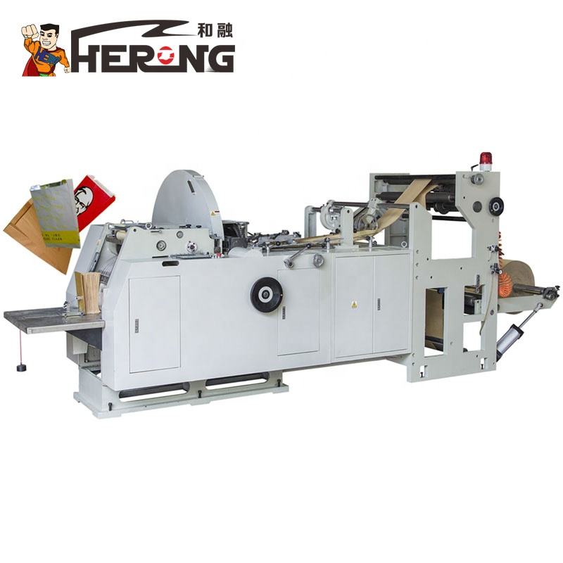 Fully Automatic Brown Mini Flat square Bottom Carry Food Sheet Fed Shopping Kraft Small Grocery Paper Bag Making Machine