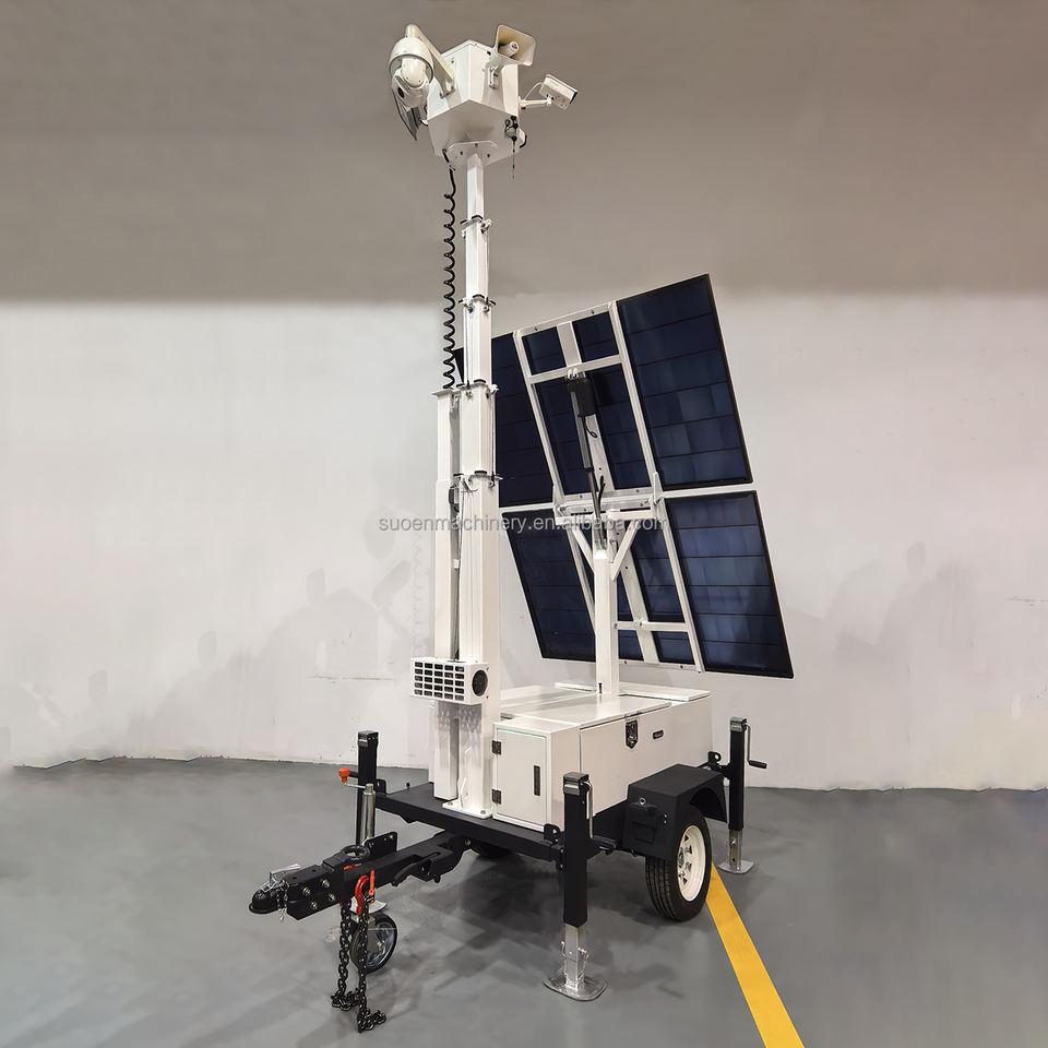 Long-Lasting Waterproof Rustproof Easy to Move Solar CCTV Trailer Tower for Security Surveillance