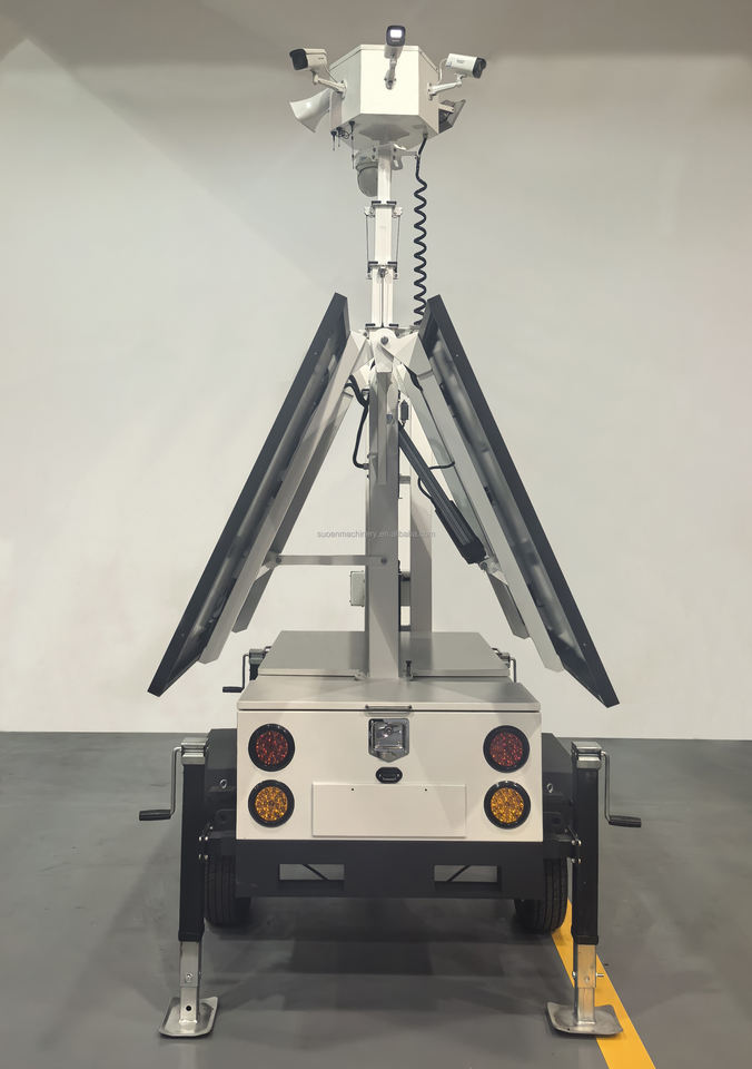 Long-Lasting Waterproof Rustproof Easy to Move Solar CCTV Trailer Tower for Security Surveillance