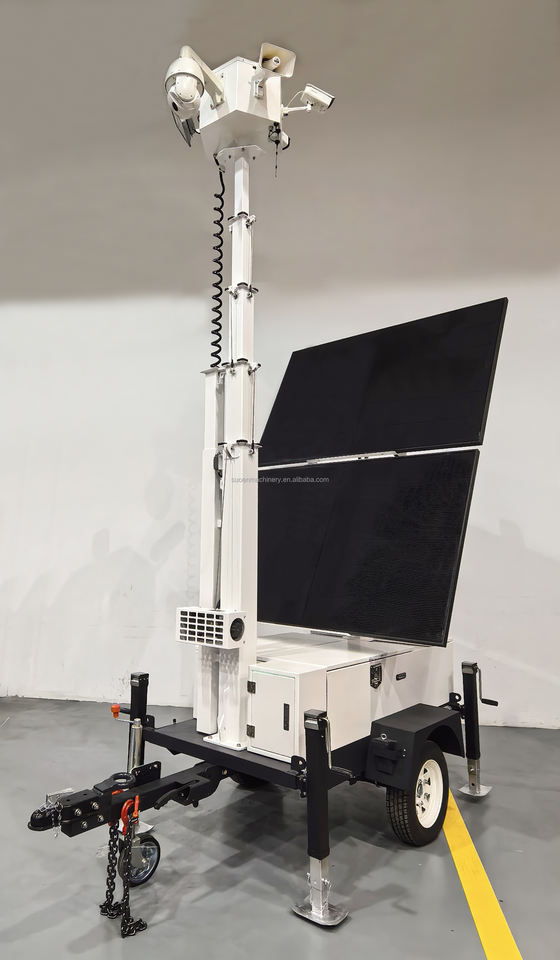 Long-Lasting Waterproof Rustproof Easy to Move Solar CCTV Trailer Tower for Security Surveillance