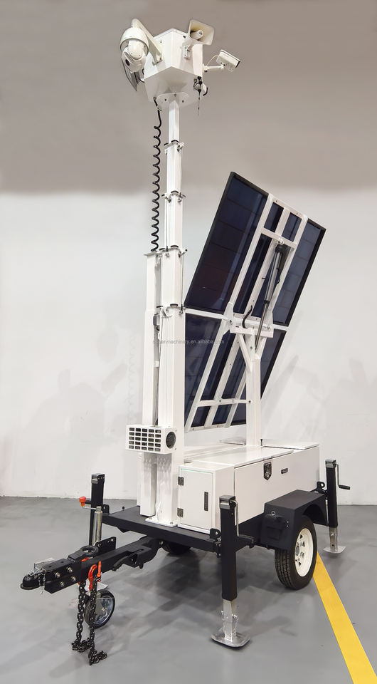 Long-Lasting Waterproof Rustproof Easy to Move Solar CCTV Trailer Tower for Security Surveillance