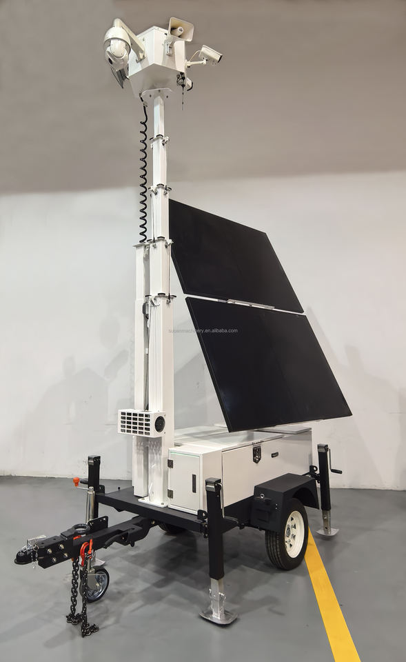 Long-Lasting Waterproof Rustproof Easy to Move Solar CCTV Trailer Tower for Security Surveillance