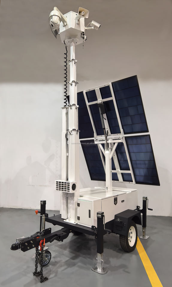 Long-Lasting Waterproof Rustproof Easy to Move Solar CCTV Trailer Tower for Security Surveillance
