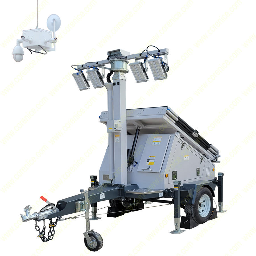 Solar Monitoring Tower Ptz Camera Trailer Mobile Security Trailer Solar Trailer