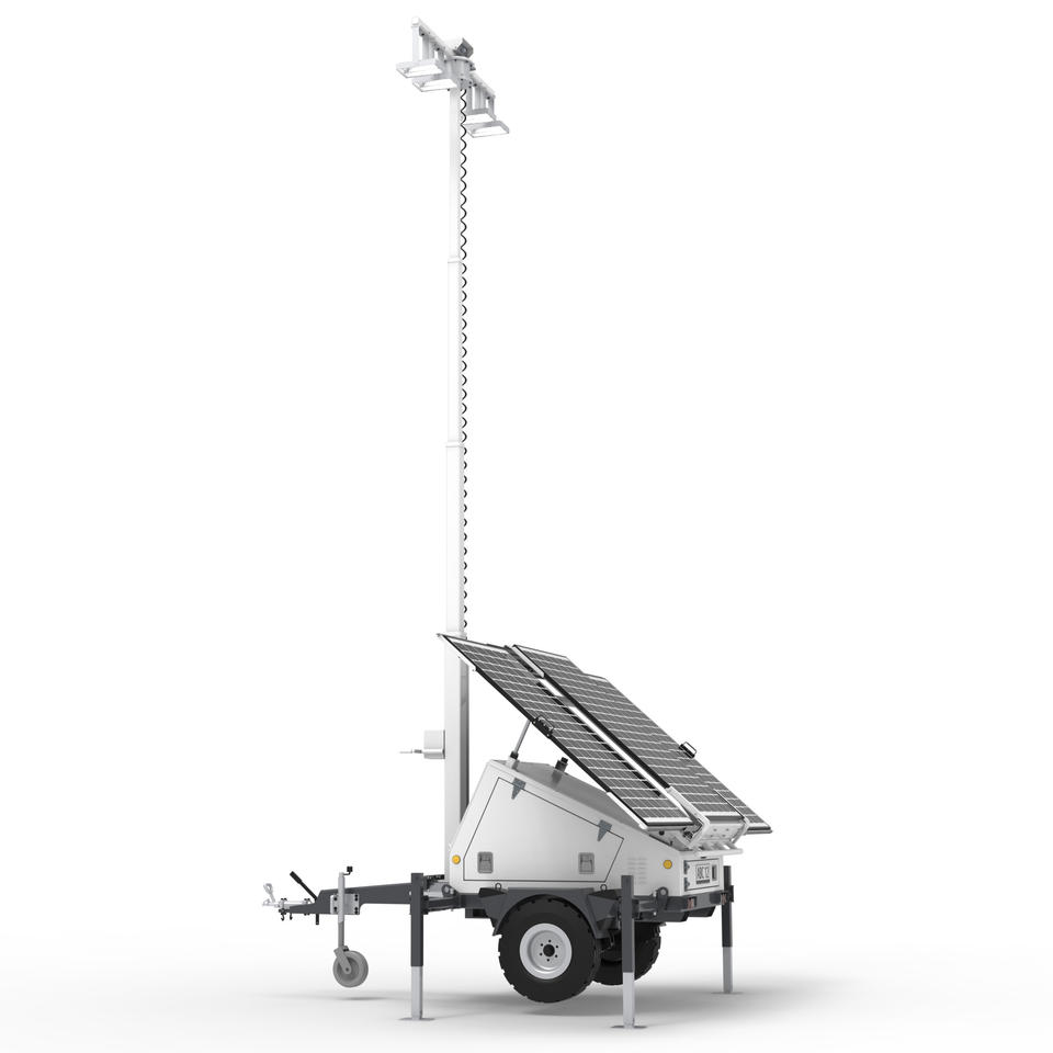 Solar Monitoring Tower Ptz Camera Trailer Mobile Security Trailer Solar Trailer