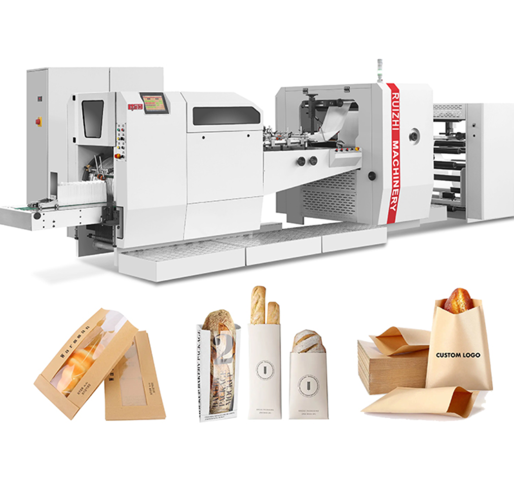RZJD-G350J High Speed Automatic Flat Bottom Kraft Grocery Sandwich Food Paper Bag Making Machine With Window
