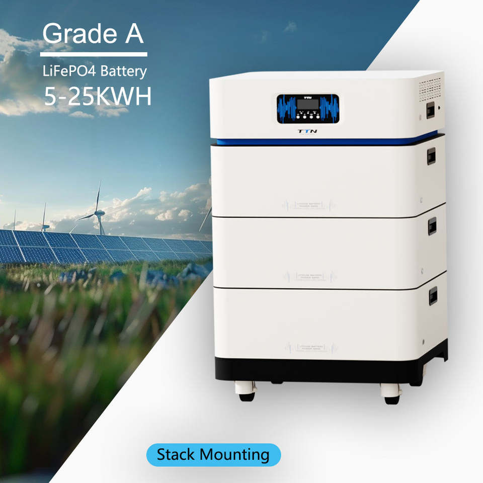 TTNergy All-In-One Stackable 5kwh 10kwh Battery and 5KW Hybrid Grid Inverter Solar Storage Power System Lifepo4 Battery for Home