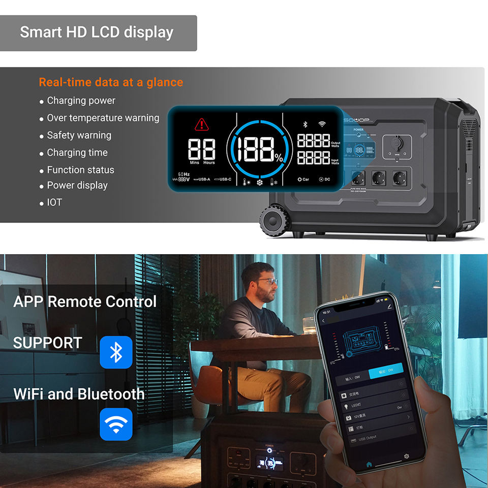 SOUOP Onboard 4000W 5000W Portable Power Supply Manufacturer Generator Solare 4000W UPS Portable Power Station