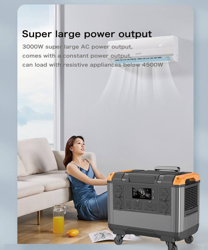 Manufacturer Mobile Emergency LiFePO4 Battery 220V Solar Powered Backup Generator 3000W Home Outdoor Portable Power Station