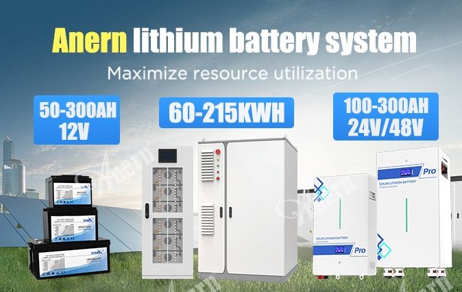 Anern Solar Power Wall 5kwh 10kwh 15kwh 24v 48V 100ah 200ah 300ah Lifepo4 Lithium Ion Battery Batterie Solaire Lithium