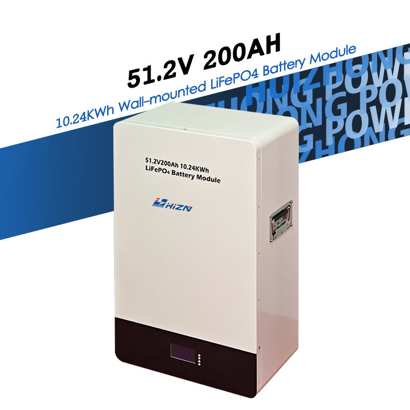 Wall-Mounted 51.2V 200Ah LiFePO4 Battery High Energy Storage Long Cycle Life Built-in BMS for Solar/Home Backup
