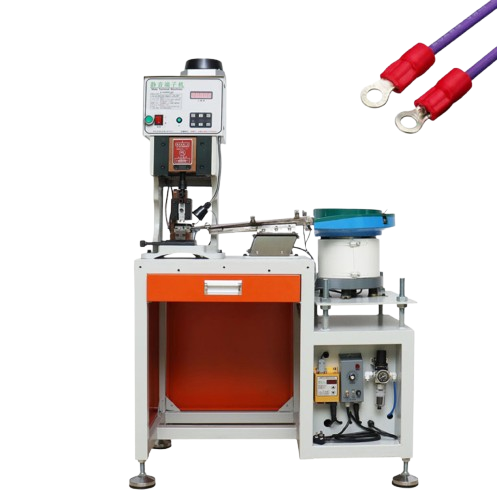 Terminal Crimping Machine with Built-in Vibratory Feeder, Wire Harness Crimping Machine, Replaceable OTP Molds CR-608