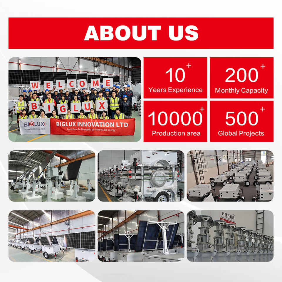 All-Weather HiSOLO Solar CCTV Trailer with IP65 Waterproof Design 1500W Inverter 5-Day Running Time CE/ISO Certified