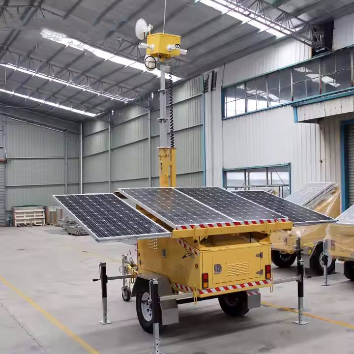 Four-Panel Solar CCTV Lighting Tower for Mining for Monitoring Systems