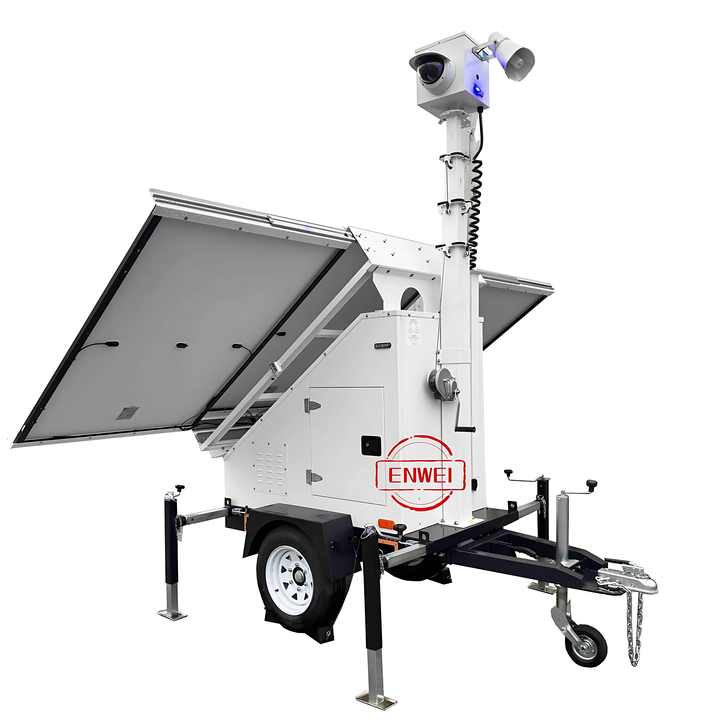 Model 3400 Solar Surveillance Trailer with 1200W Solar & 800Ah Battery for Construction Site