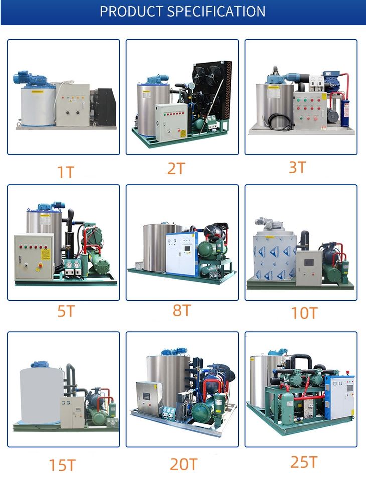 10T 15T 20T 25T 30T Sea Salt Water Flake Ice Maker Slicing Machine Snow Flake Ice Making Machine for Fish Seafood Market