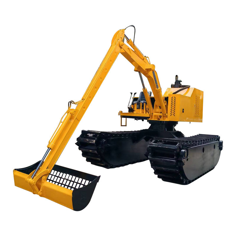 Wide Crawler Structure Amphibious Bucket Dredger Diesel Engine Gearbox Optimized Use Soft Surfaces Riverbeds Swamps Focused