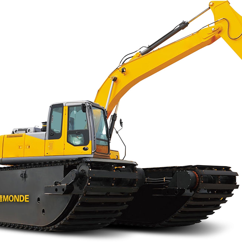 Amphibious Excavator with Pontoon Tracks Stable Swamp Marsh Land Reclamation Machine