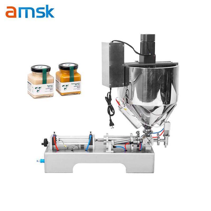 Y Hopper Single Nozzle Automatic Cosmetic Yogurt Butter Cream Paste Filling Machine with Heating and Stirring Function