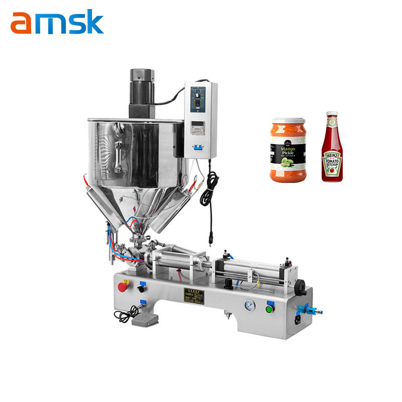 Y Hopper Single Nozzle Automatic Cosmetic Yogurt Butter Cream Paste Filling Machine with Heating and Stirring Function