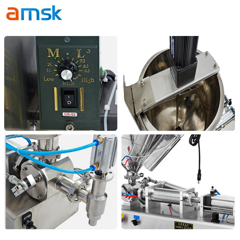 Y Hopper Single Nozzle Automatic Cosmetic Yogurt Butter Cream Paste Filling Machine with Heating and Stirring Function