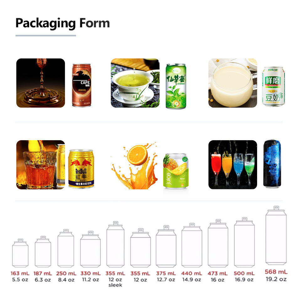 Automatic Canning Line Small PET Aluminum Cans Beverage Coffee Tea Juice Filling Machine