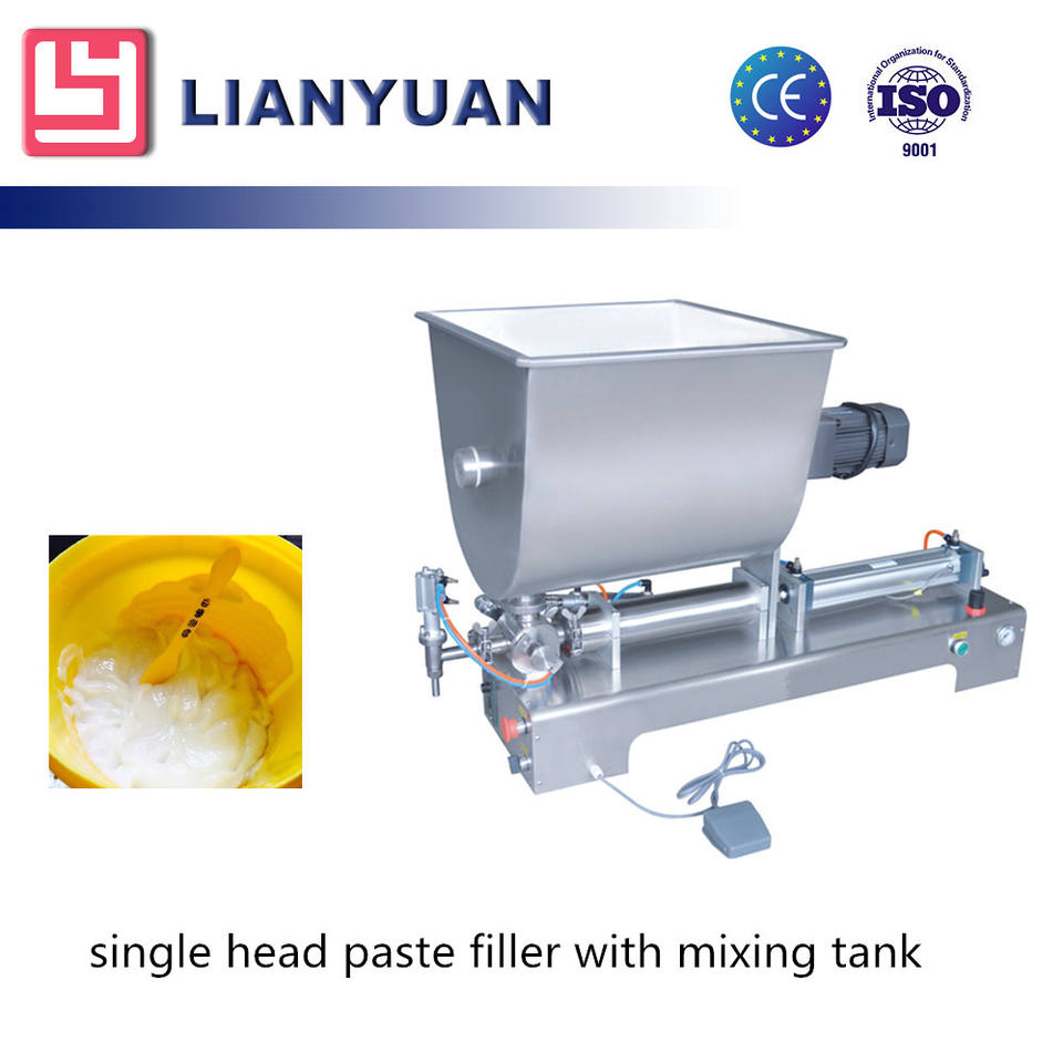 G1WGD100-1000 Horizontal Single Head Paste Filling Machine with Mixing tank for Cleaning Paste and Body Lotion