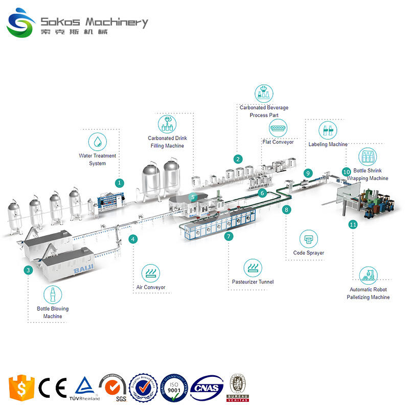 Full Automatic Pet Bottle Carbonated Beverage Bottling Plant Soft Drink Soda Filling Capping Machine