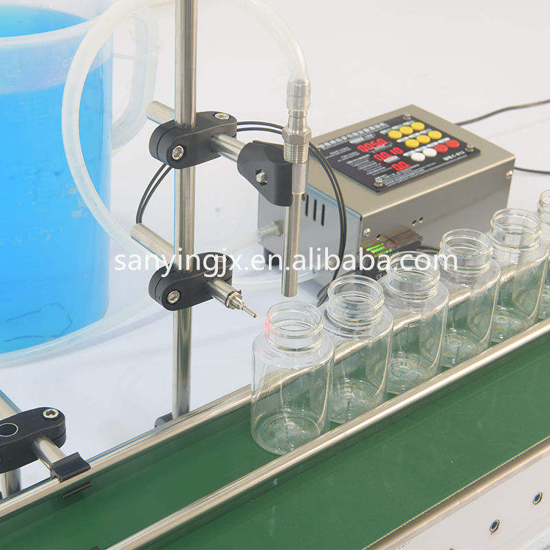 Semi Automatic Conveyor Belt Digital Water Beverage Juice Small Bottle Quantitative Liquid Filling Machine