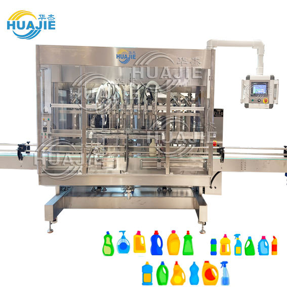 HUAJIE 4 Filling Nozzles Cosmetic Liquid Shampoo Soap Detergent Machine Fully Auto Filling and Capping Machine Filling Line
