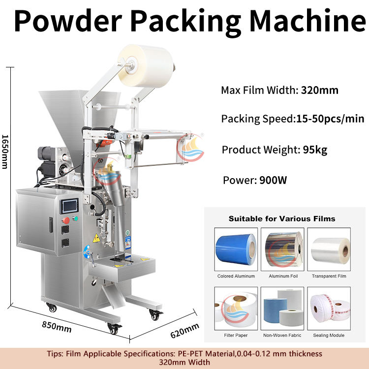 Automatic Auger Screw Filling Weighing Sealing Machine Chilli Garlic Turmeric Milk Protein Instant Coffee Powder Packing Machine
